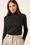 RIB MOCK NECK LONG SLEEVE KNIT TOP