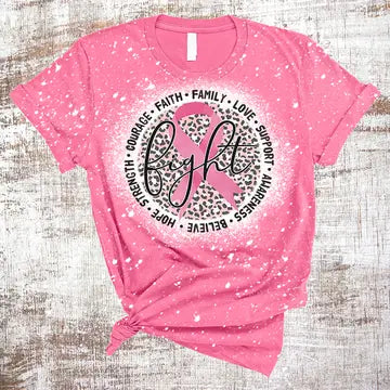 Fight Breast Cancer Pink Ribbon Bleached Tee