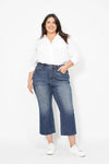 JB High Waisted Back Pocket Embroidery Wide Jean Crop