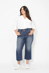 JB High Waisted Back Pocket Embroidery Wide Jean Crop