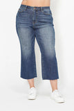 JB High Waisted Back Pocket Embroidery Wide Jean Crop