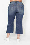 JB High Waisted Back Pocket Embroidery Wide Jean Crop