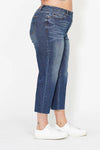 JB High Waisted Back Pocket Embroidery Wide Jean Crop