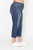 JB High Waisted Back Pocket Embroidery Wide Jean Crop