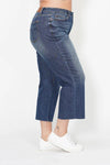 JB High Waisted Back Pocket Embroidery Wide Jean Crop