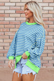 High-Low Striped Sweatshirt