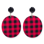 Buffalo Plaid oval wood earrings
