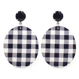 Buffalo Plaid oval wood earrings