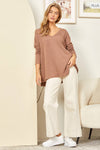 CURVY V Neck Long Sleeve Top