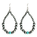 Tear Drop Shape Navajo Pearl & Turquoise Beads Earrings