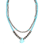 2 Layered Navajo Pearl & Turquoise Necklace