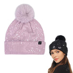 C.C All Over Clear Sequin Pom Beanie