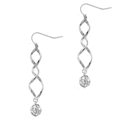 Twisted Metal w/Pave Ball Earrings