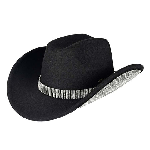 C.C Vegan Cowboy w/Rhinestone Trim Hat