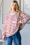 Winter Striped with Floral Patches Sweatshirt