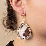 CRYSTAL LINED HIDE EARRINGS