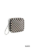 Checkered cosmetic makeup travel case