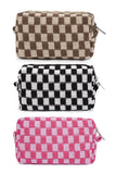 CHECKERED MAKEUP COSMETIC POUCH BAG