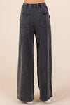 MINERAL WASH FRENCH TERRY WIDE LEG PANTS