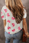 Big Flower Print Bubble Sleeve Tee