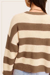 Striped Round Neck Loose Fit Sweater