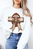 Football Bow Graphic Fleece Sweatshirts