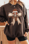 Football Bow Graphic Fleece Sweatshirts