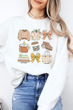 Fall Girly Doodle Graphic Fleece Sweatshirts