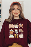 Fall Girly Doodle Graphic Fleece Sweatshirts