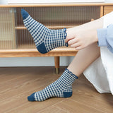 CHECK PLAID PATTERN RUFFLE CREW SOCKS FOR WOMENS