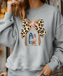 Leopard Coquette Bow Jesus Sweatshirt