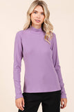 RIB MOCK NECK LONG SLEEVE KNIT TOP