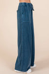 MINERAL WASH FRENCH TERRY WIDE LEG PANTS