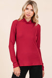 RIB MOCK NECK LONG SLEEVE KNIT TOP