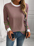 Ivy Lane Striped Round Neck Long Sleeve Sweatshirt