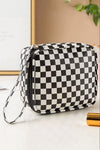 Checkered cosmetic makeup travel case