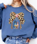 Leopard Coquette Bow Jesus Sweatshirt