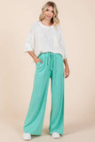 MINERAL WASH FRENCH TERRY WIDE LEG PANTS