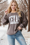 LONG SLEEVE SOLID URBAN RIBBED LETTERING TOP