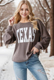 LONG SLEEVE SOLID URBAN RIBBED LETTERING TOP