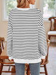 Lovelet Striped Round Neck Long Sleeve Sweatshirt