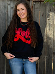 Love in Metallic Red Puff Sweatshirt