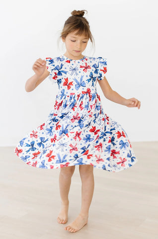 BORN TO SPARKLE FLUTTER SLEEVE TWIRL DRESS