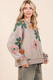 MINERAL WASH FLOWER PRINT FRENCH TERRY SWEATSHIRT