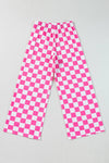 Checkered Print High Waist Wide Leg Pants