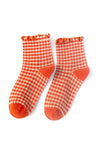 CHECK PLAID PATTERN RUFFLE CREW SOCKS FOR WOMENS