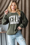 LONG SLEEVE SOLID URBAN RIBBED LETTERING TOP