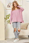 CURVY V Neck Long Sleeve Top