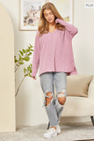 CURVY V Neck Long Sleeve Top