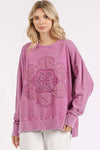 FLOWER PATCH MINERAL WASH LONG SLEEVE TOP